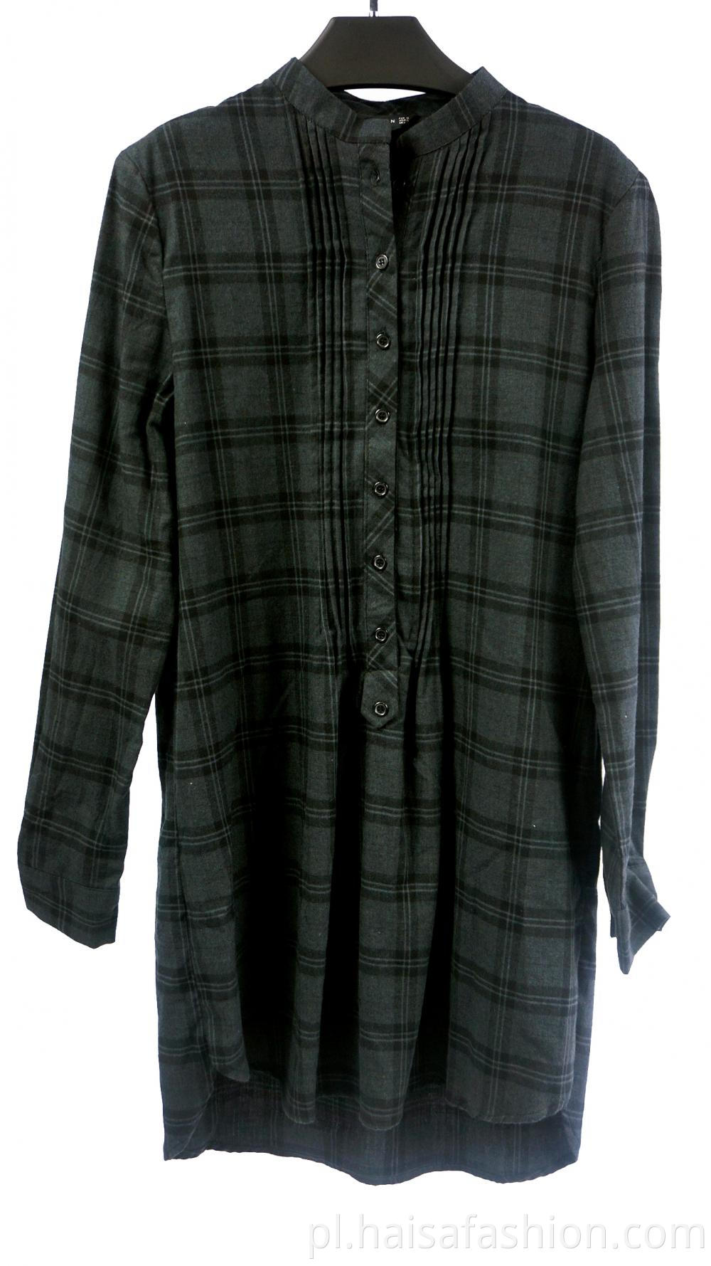 Ladies Check Shirt Long Sleeve Plaid Dress